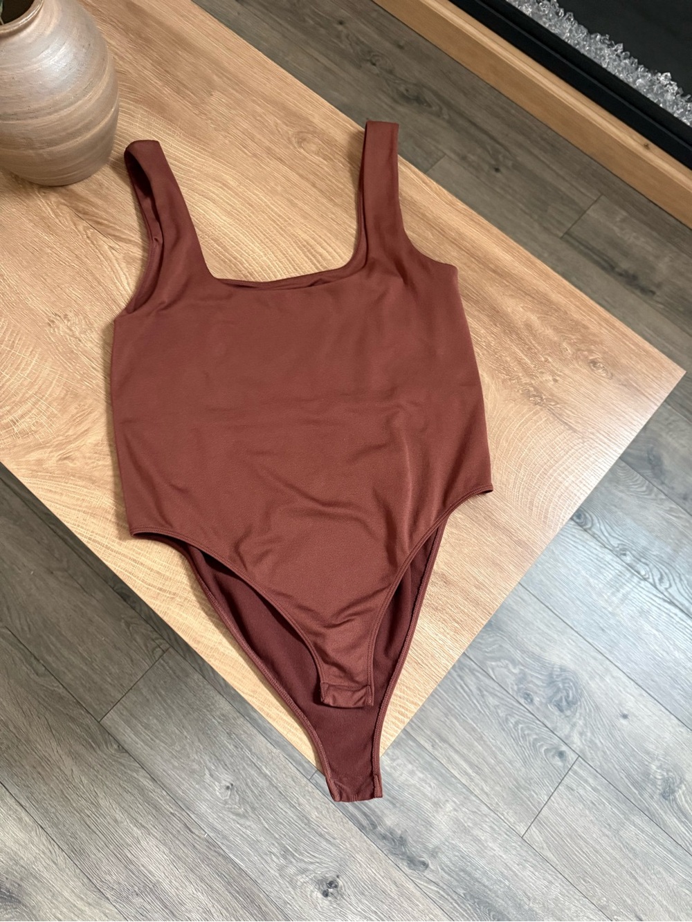 a new day Womens Square Neck Bodysuit in Rust Brown